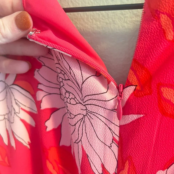 Talbots Belted Midi Shirtdress Chrysanthemum Womens Size 6 Pink Floral Flowy - Picture 8 of 9